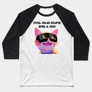 Total Solar Eclipse 2024 Grunge Cat-Black text Baseball T-Shirt